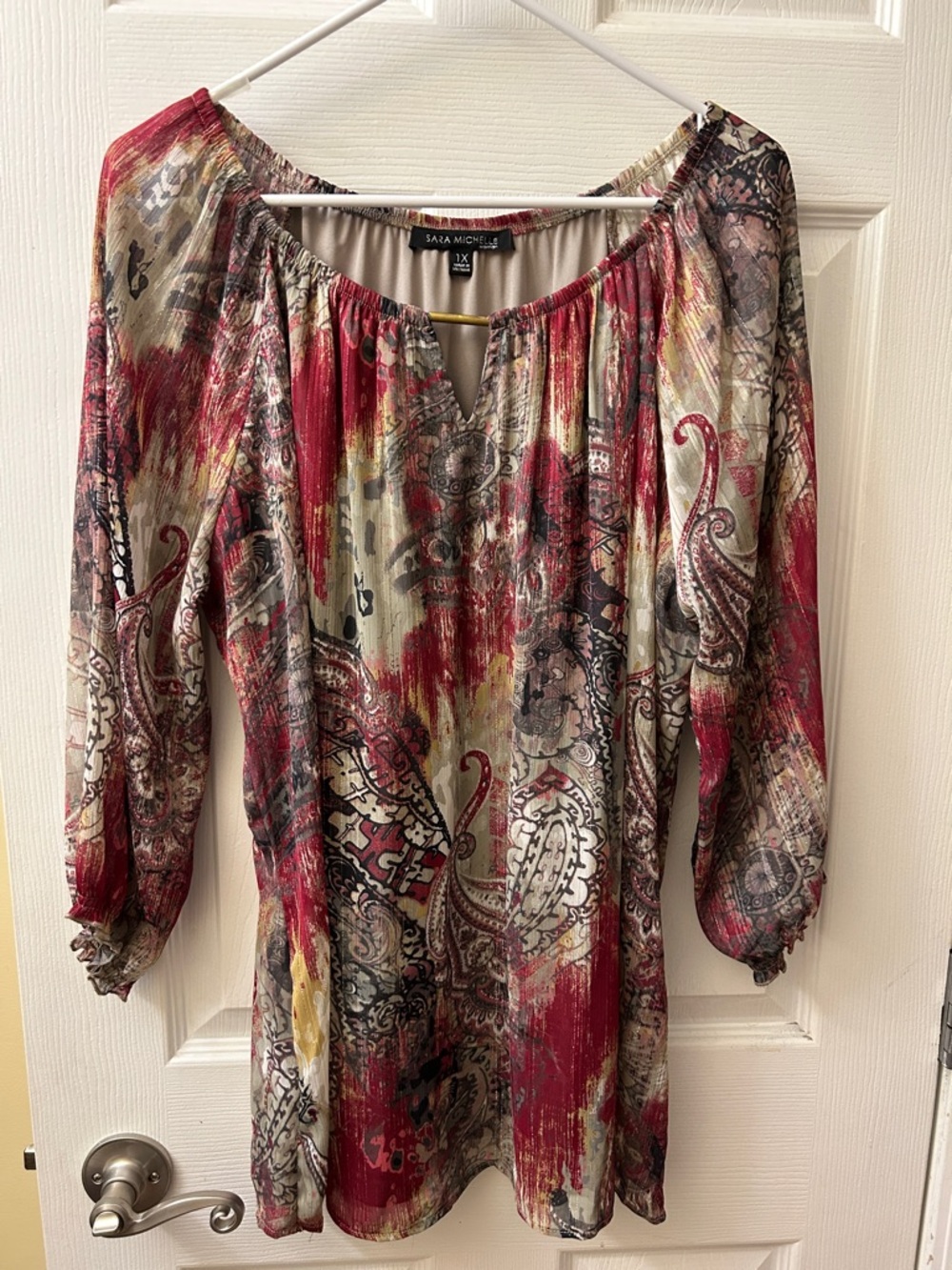 Sara Michelle Multi-Color Paisley Peasant Tunic